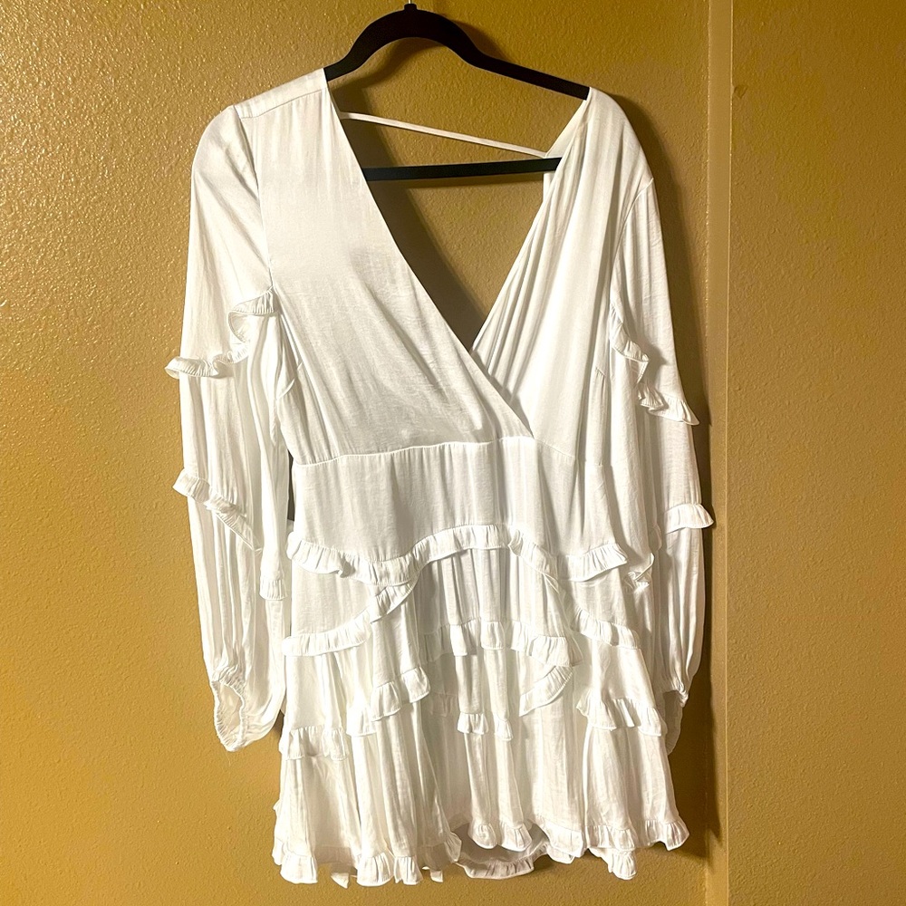 Davids Bridal mini ruffle dress. Size Medium.